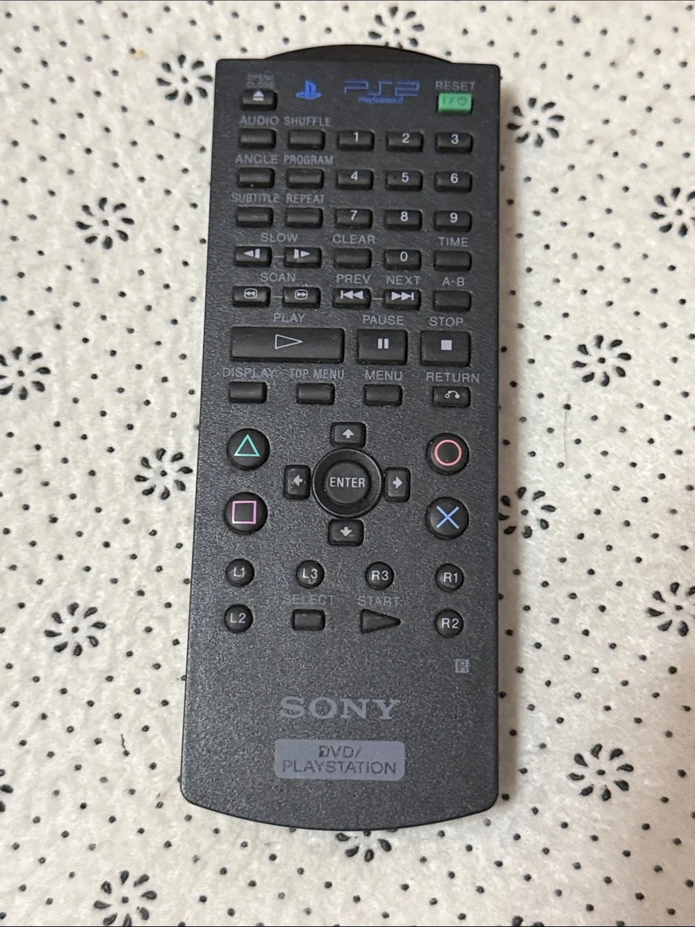 Sony Black DVD/PlayStation Remote with Colored Button Accents